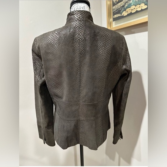 Alfani Brown Leather Jacket with Textured Finish - Picture 5 of 7